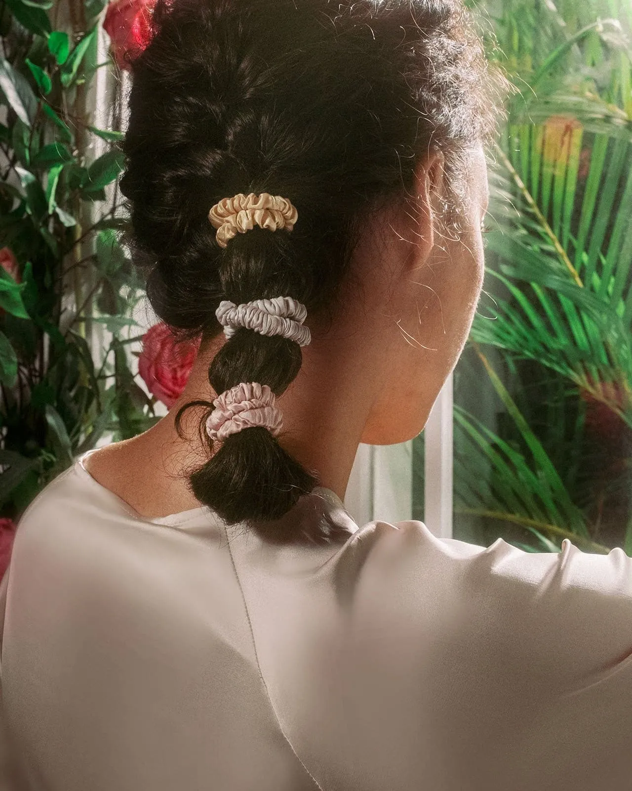 FEELITS 100% Royal Mulberry Silk. Natural Care Skinny Hair Scrunchies- Trio Set
