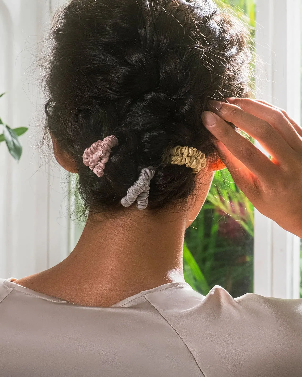 FEELITS 100% Royal Mulberry Silk. Natural Care Skinny Hair Scrunchies- Trio Set