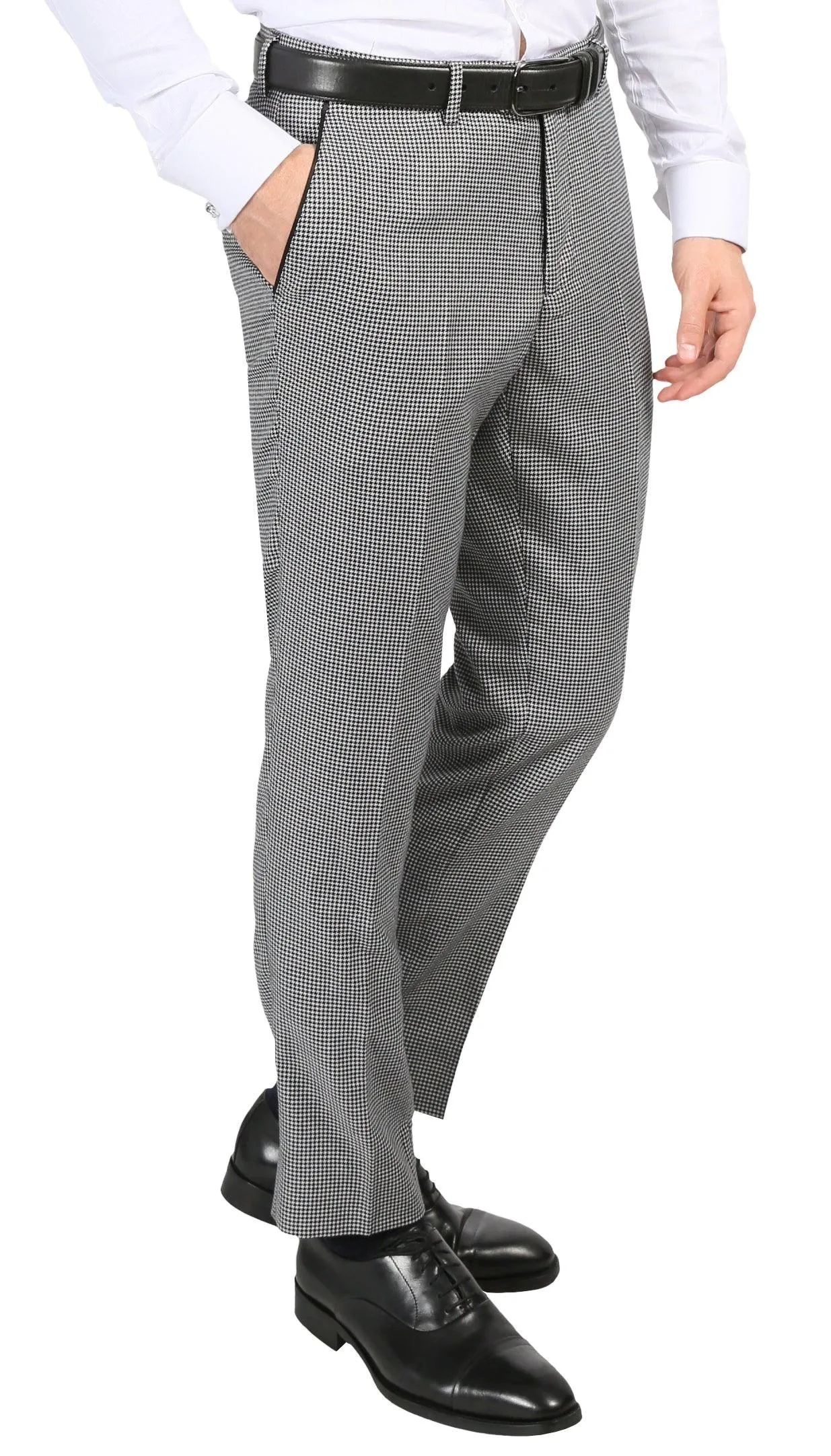 Ferrecci Men's Hilton Skinny Slim Fit Houndstooth Shawl Lapel 2pc Tuxedo