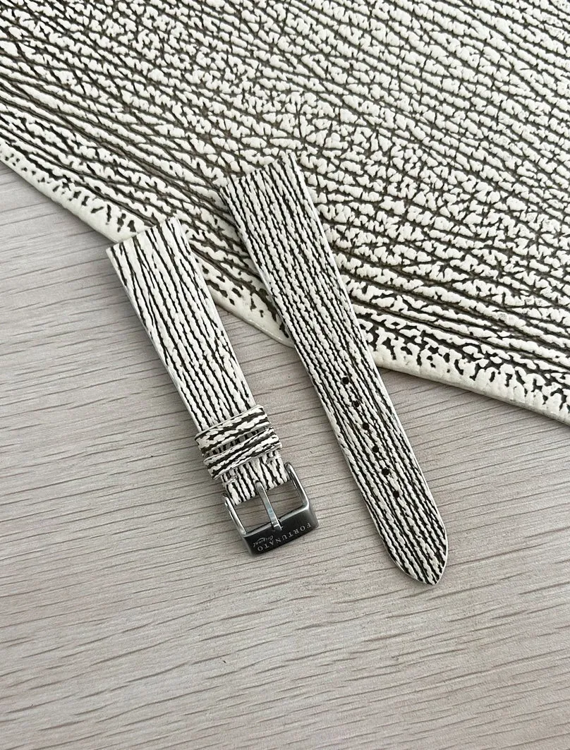 Genuine Black & White Shark Leather strap