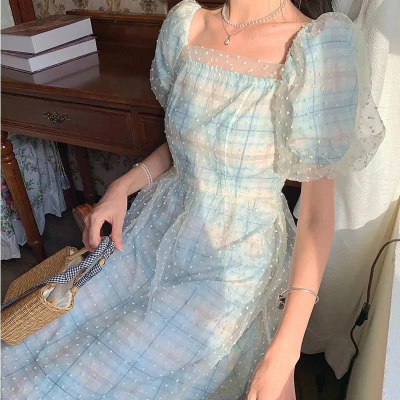 Girlary Elegant Fairy Long Dress Women Sweet Mesh Designer Print Vintage Dress Summer Korean Chiffon Evening Party Dresses Wedding