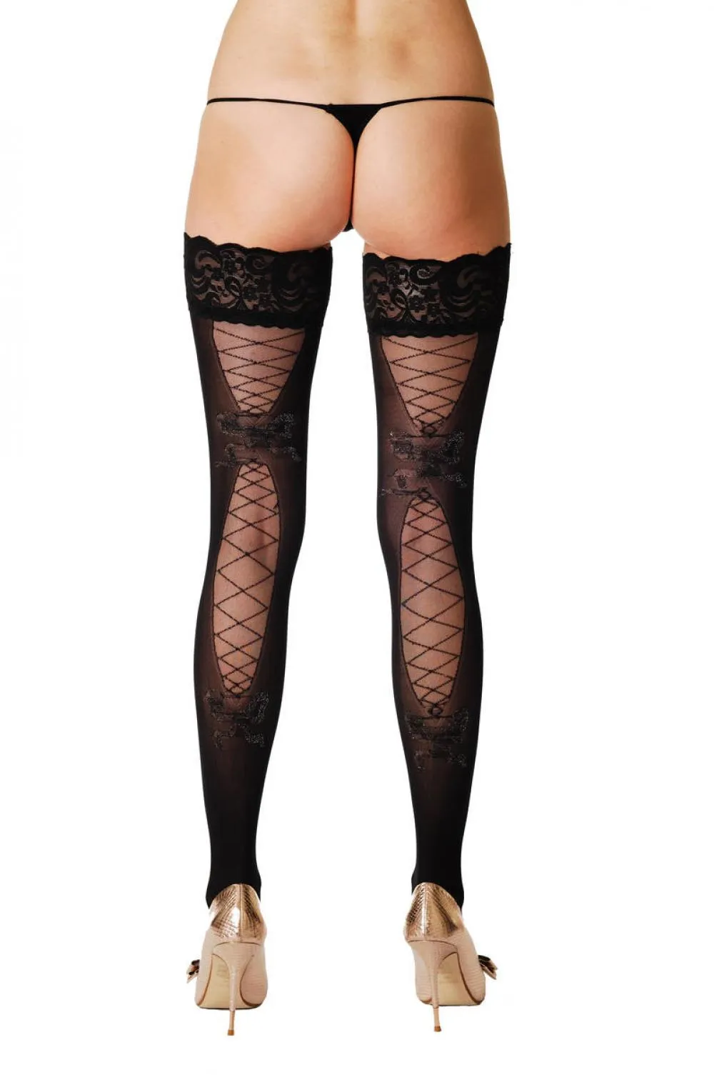 Lace Garter & Silver Lurex Bow