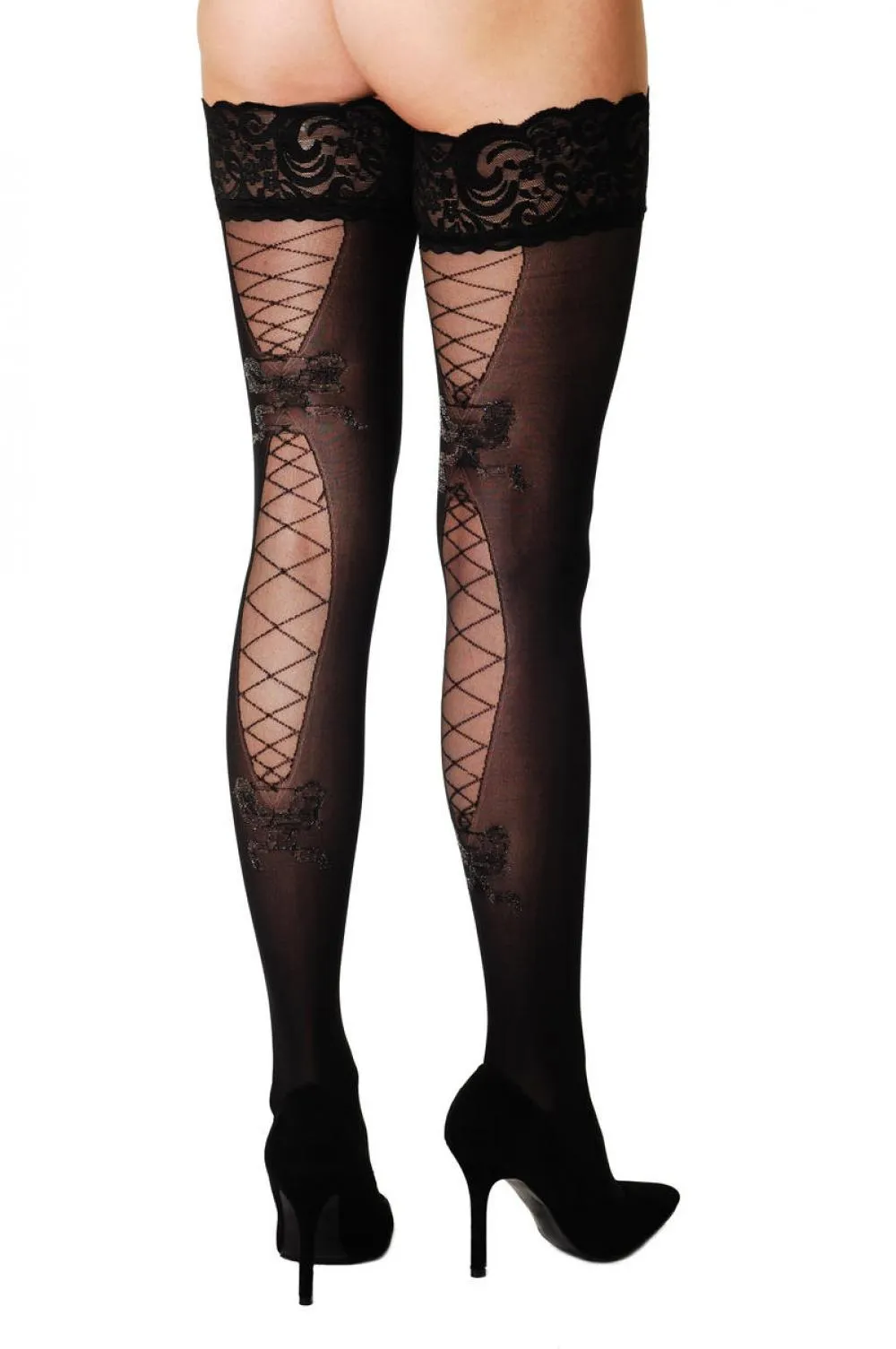 Lace Garter & Silver Lurex Bow