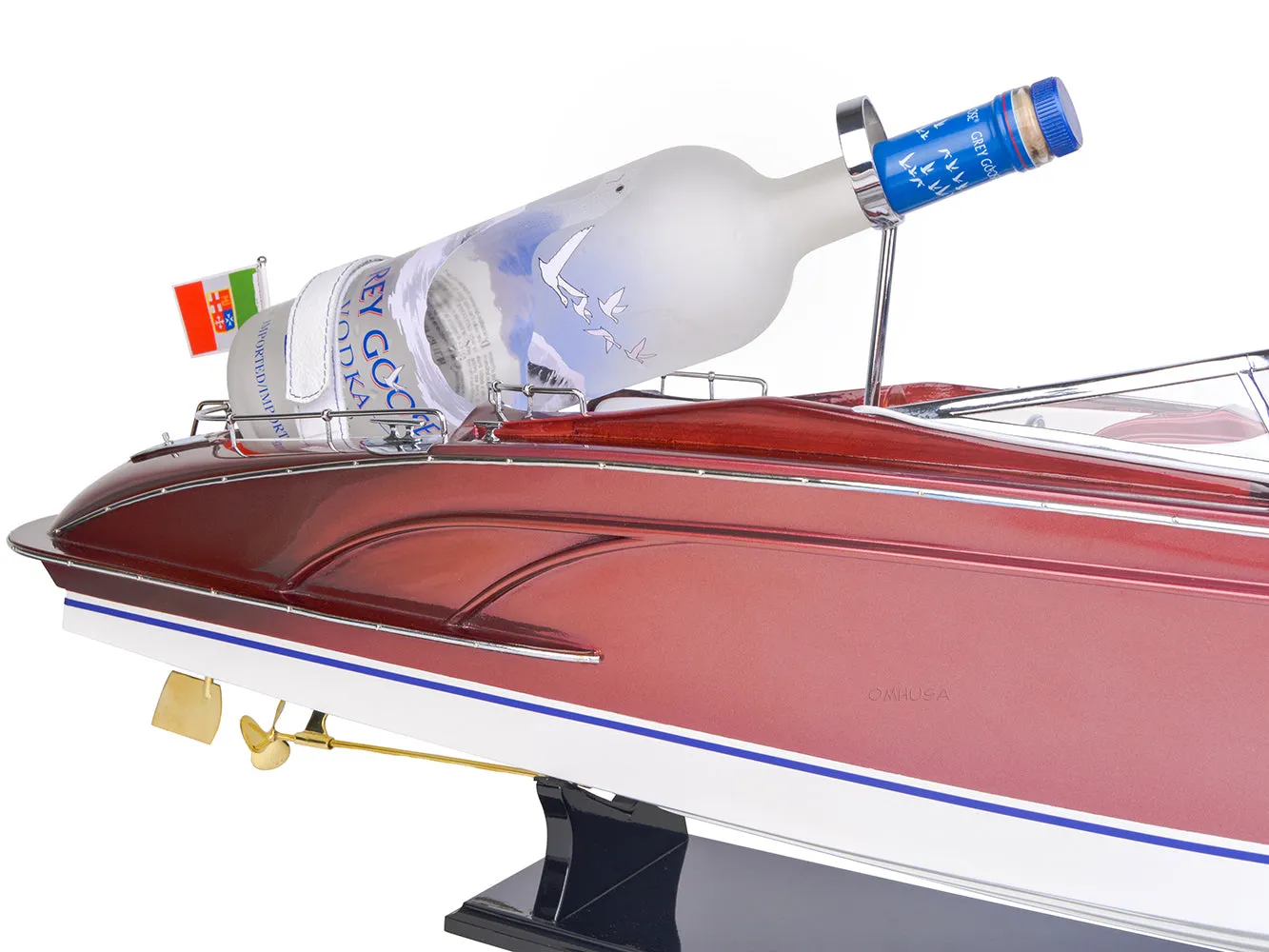 Luxurious Riva Rivarama Speed Boat and Wine Holder Wood Model Boat Assembled