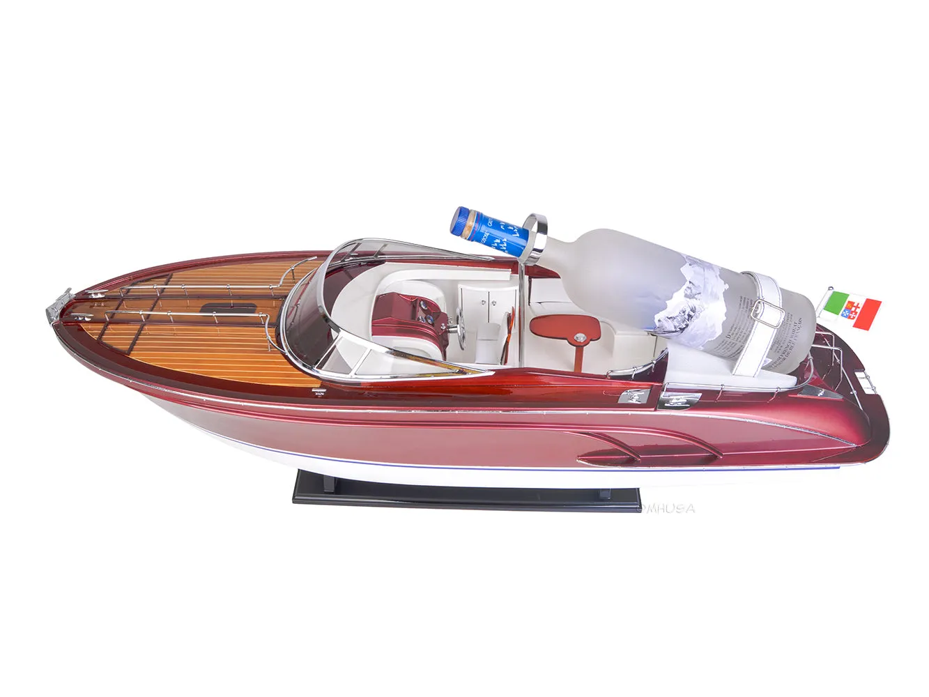 Luxurious Riva Rivarama Speed Boat and Wine Holder Wood Model Boat Assembled
