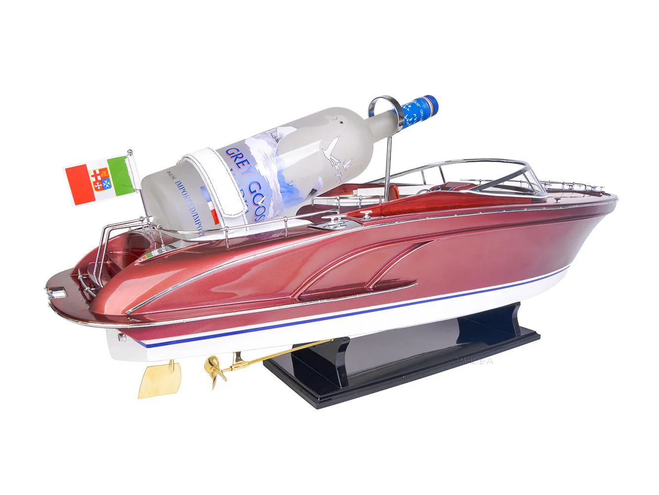 Luxurious Riva Rivarama Speed Boat and Wine Holder Wood Model Boat Assembled