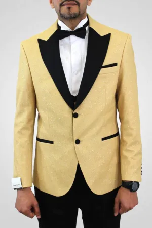 Mehmet Glitter 1 Button Slim Fit Tuxedo Suit, T14-GOLD