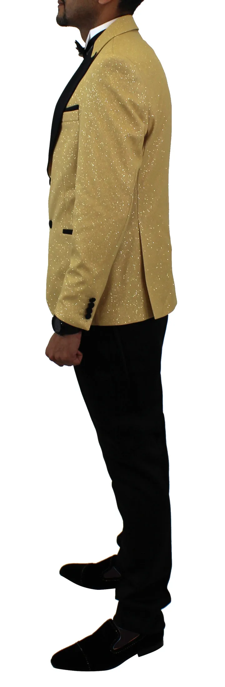Mehmet Glitter 1 Button Slim Fit Tuxedo Suit, T14-GOLD