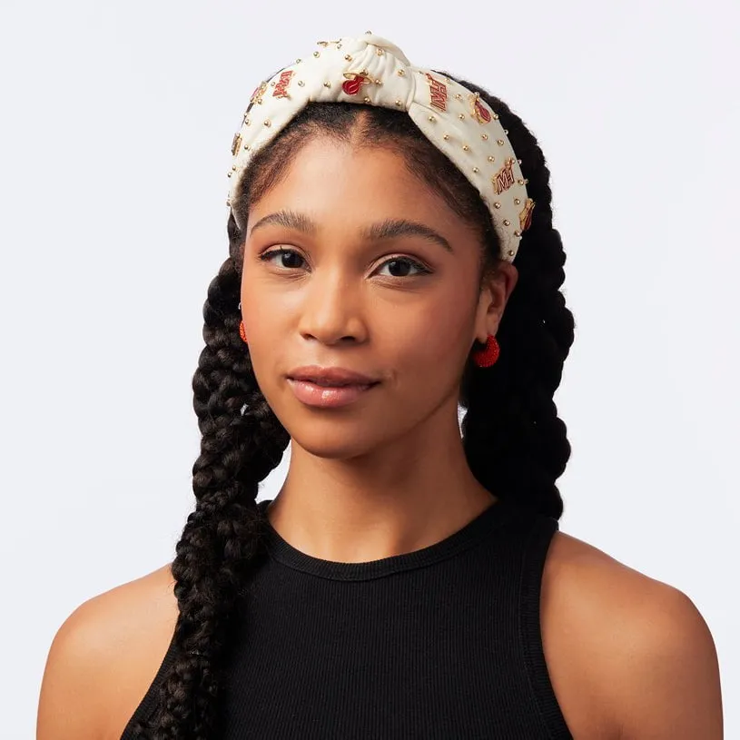 MIAMI HEAT LELE SADOUGHI / NBA IVORY EMBELLISHED KNOTTED HEADBAND