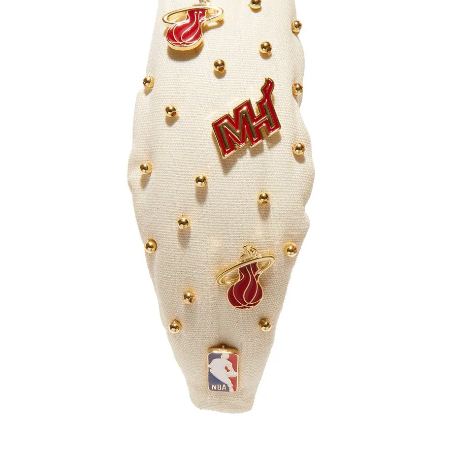 MIAMI HEAT LELE SADOUGHI / NBA IVORY EMBELLISHED KNOTTED HEADBAND