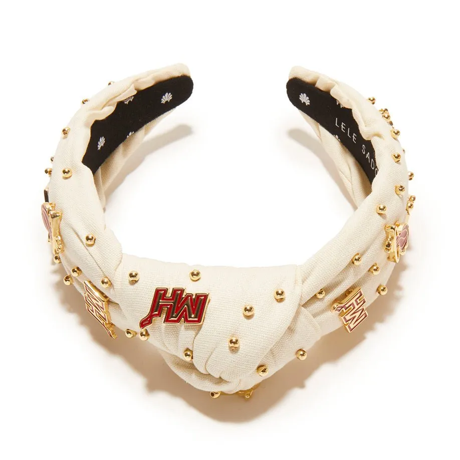 MIAMI HEAT LELE SADOUGHI / NBA IVORY EMBELLISHED KNOTTED HEADBAND