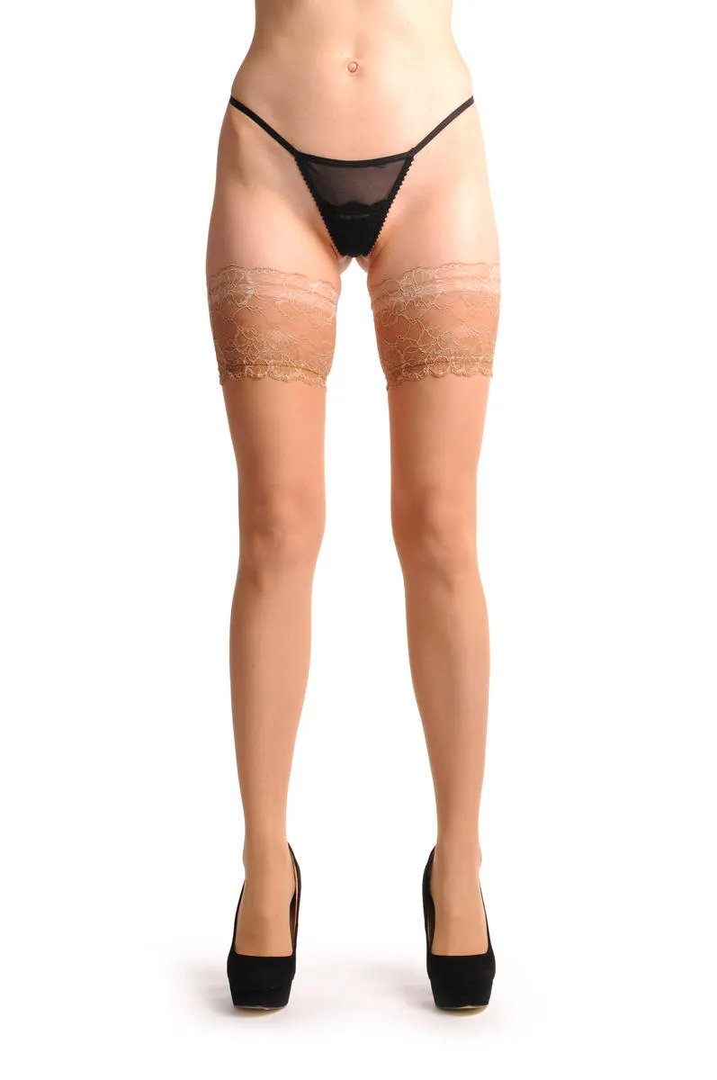 Nude Sheer With Wide Luxury Floral Lace