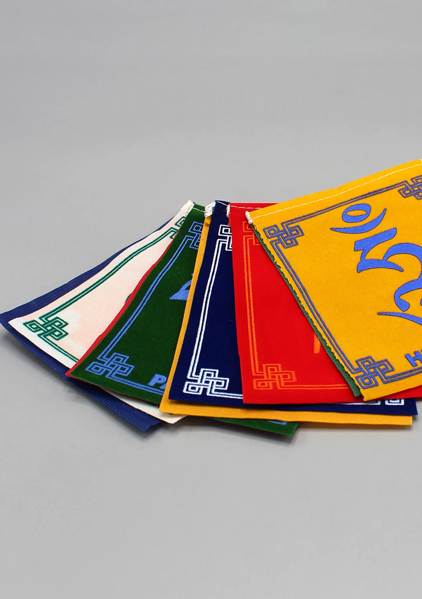 Om Mani Large Velvet Prayer Flag-5 sheets
