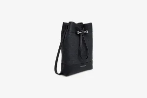 Osette Midi Pouch - Cashmere/Leather Charcoal Black with Silver Hardware
