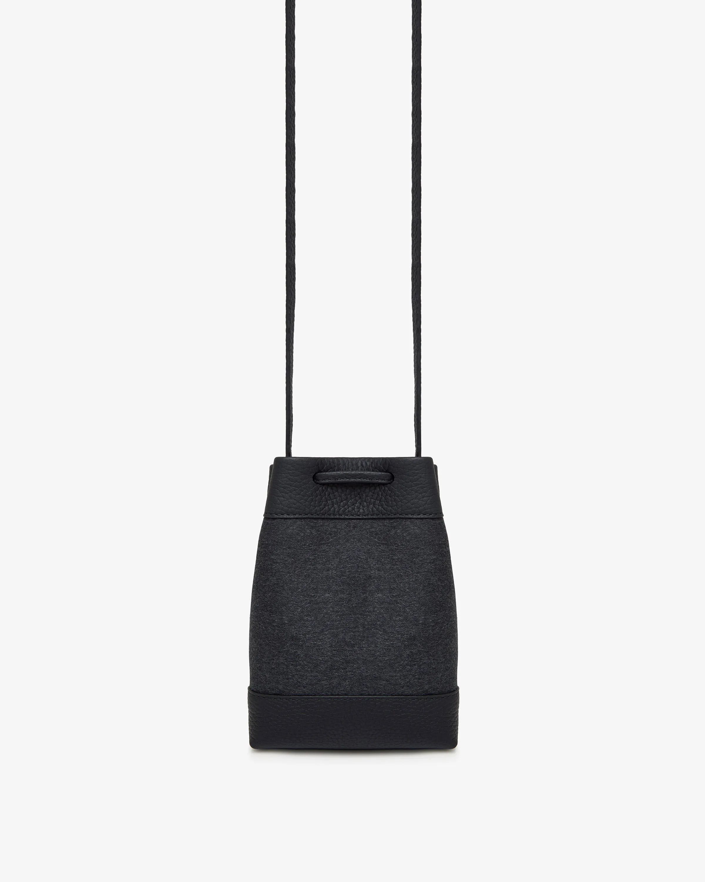 Osette Midi Pouch - Cashmere/Leather Charcoal Black with Silver Hardware