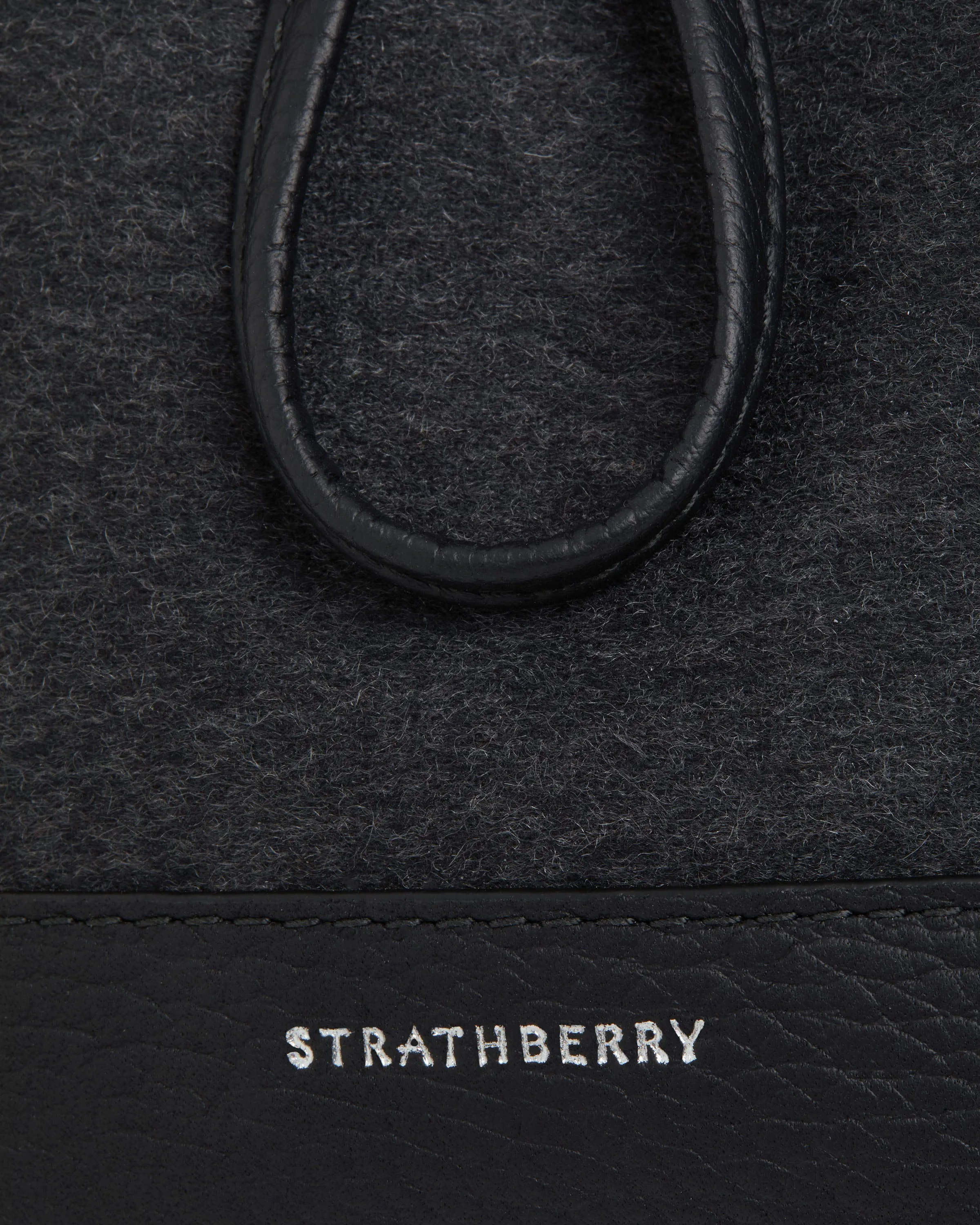 Osette Midi Pouch - Cashmere/Leather Charcoal Black with Silver Hardware