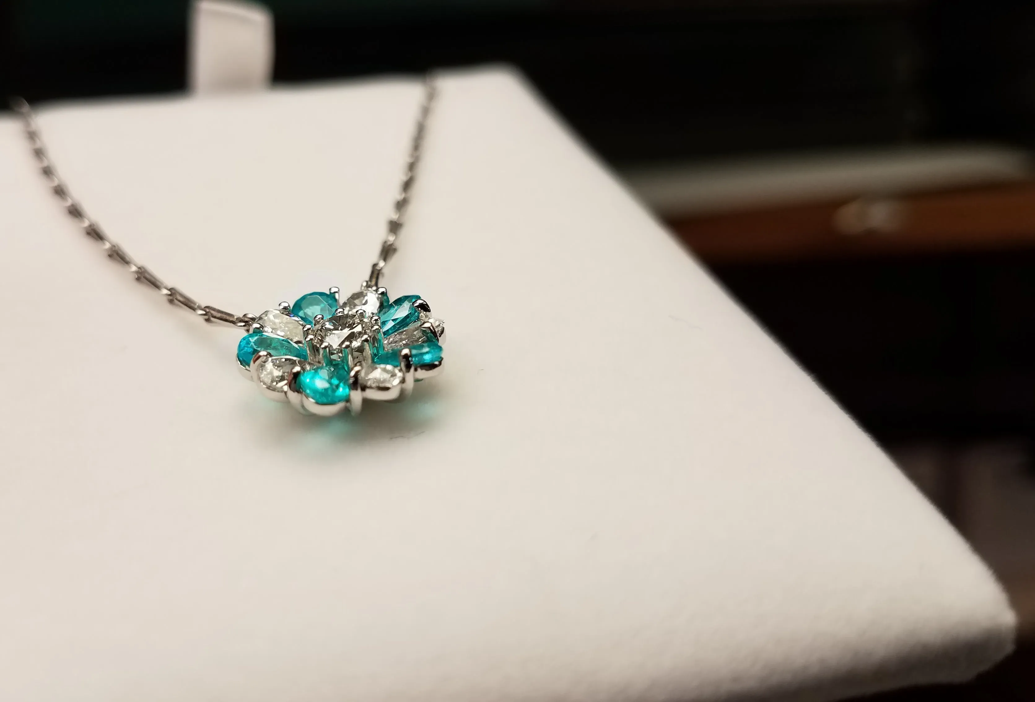 Paraiba and Diamond Pendant