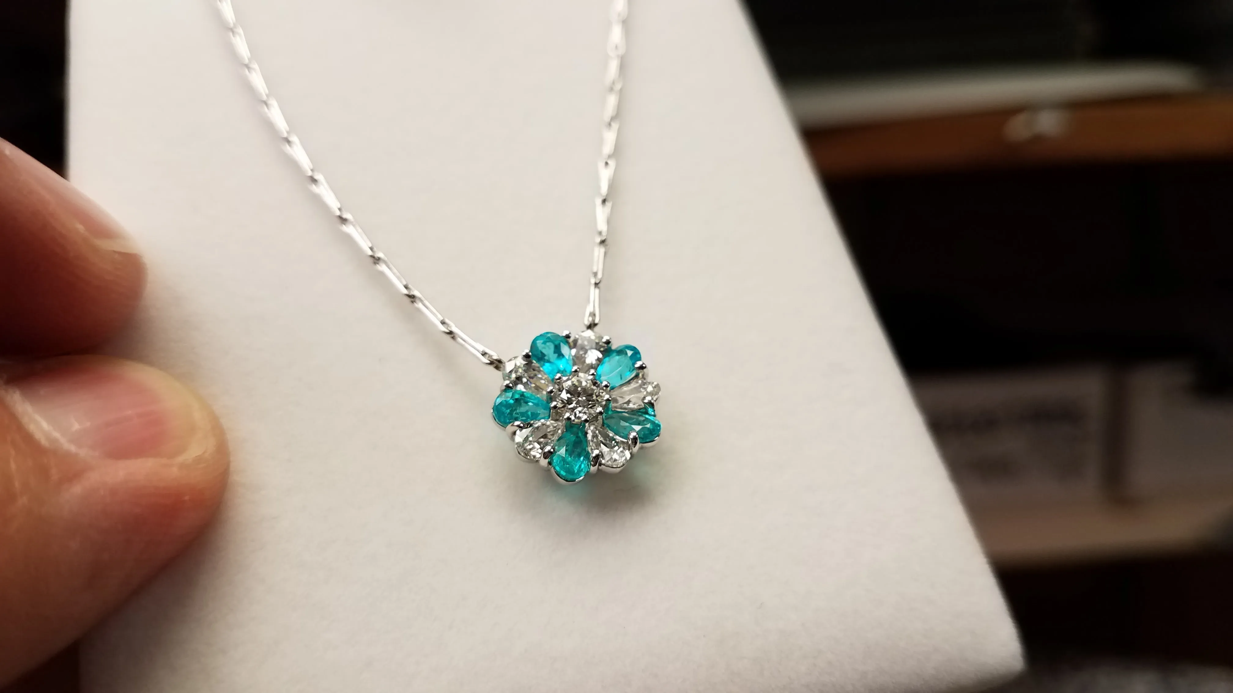 Paraiba and Diamond Pendant