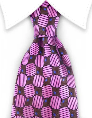 Pink and Brown Silk Tie