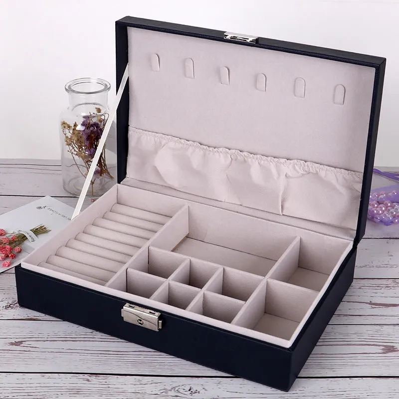 PU Leather Double-layer Jewelry Box Jewelry Storage Bag | Brodtica.com