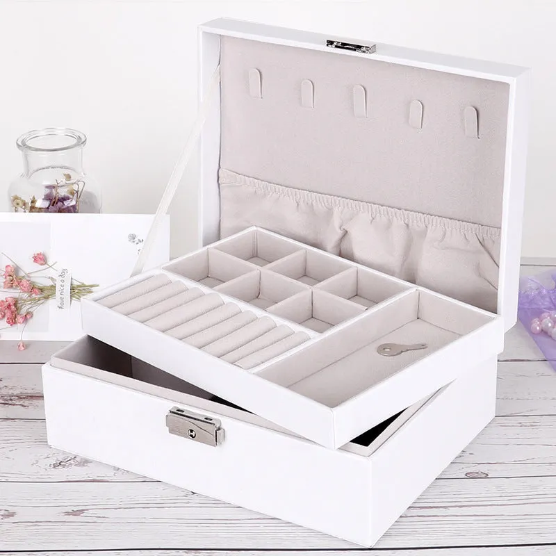 PU Leather Double-layer Jewelry Box Jewelry Storage Bag | Brodtica.com