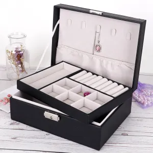PU Leather Double-layer Jewelry Box Jewelry Storage Bag | Brodtica.com
