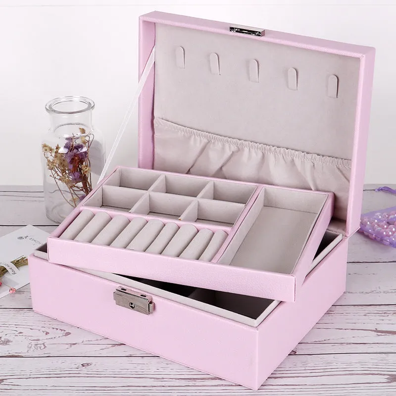 PU Leather Double-layer Jewelry Box Jewelry Storage Bag | Brodtica.com