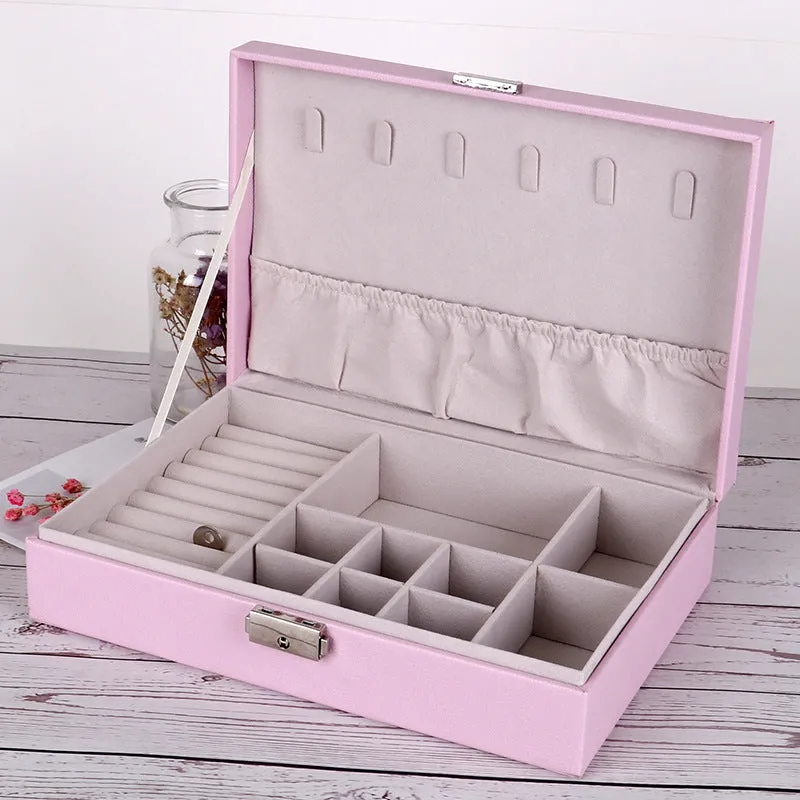 PU Leather Double-layer Jewelry Box Jewelry Storage Bag | Brodtica.com