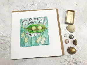 "Baby Twins, Pea Pods" Card - Personalised