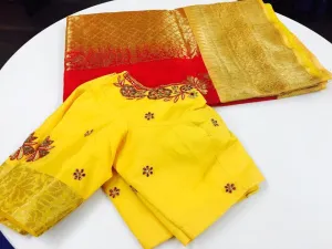 Red Kora Silk Saree