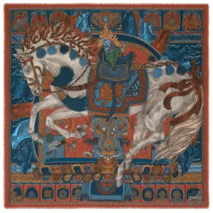 SABINA SAVAGE 135x135 WOOL AND SILK SQUARE | The Wind Horse | Sky