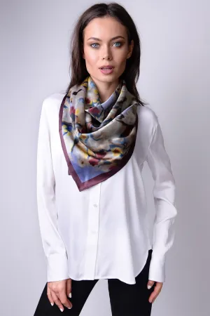 Silk Carre´Abstract Floral Tawny Port