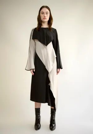 SILK CREPE AND SATIN DRESS