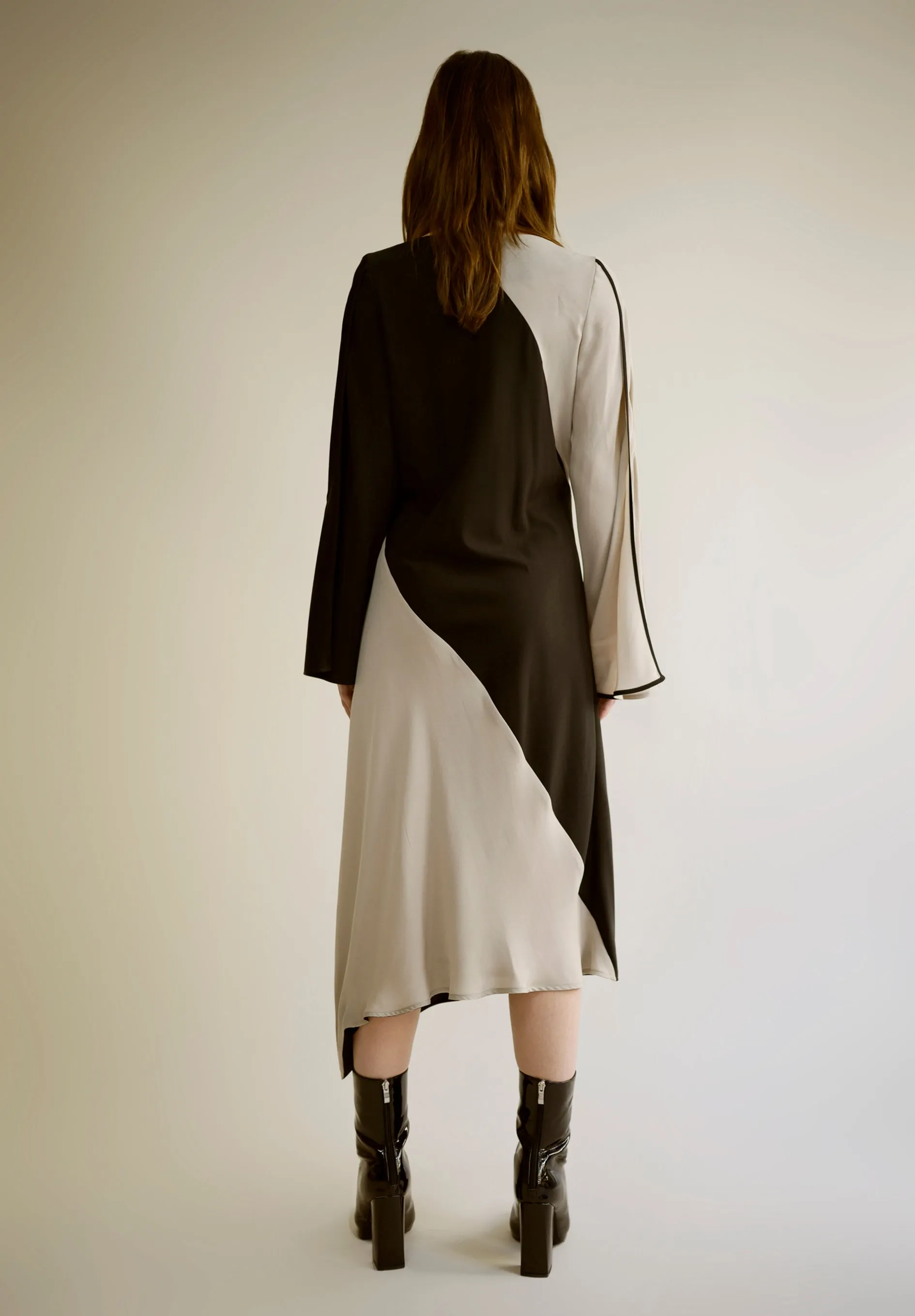 SILK CREPE AND SATIN DRESS