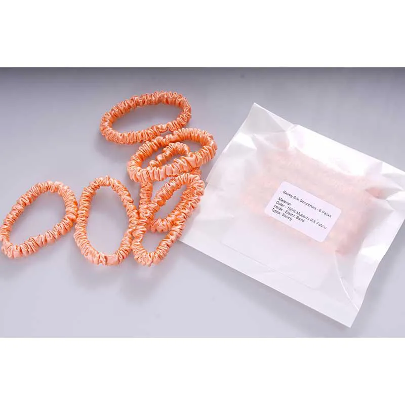 Silk scrunchie skinny - Coral - 6 pack - dropshipping