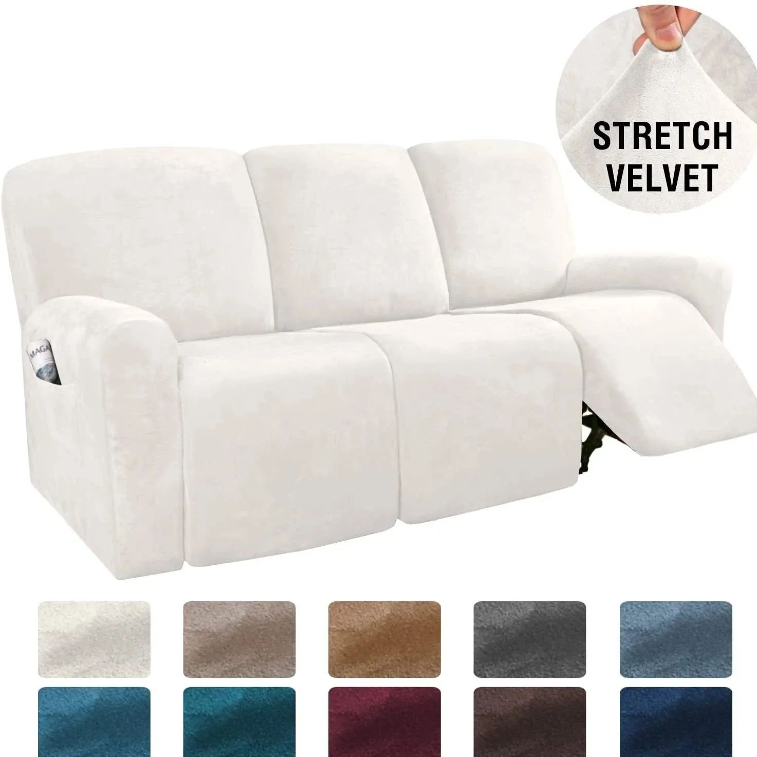 Soft Velvet Recliner Sofa Cover Camel