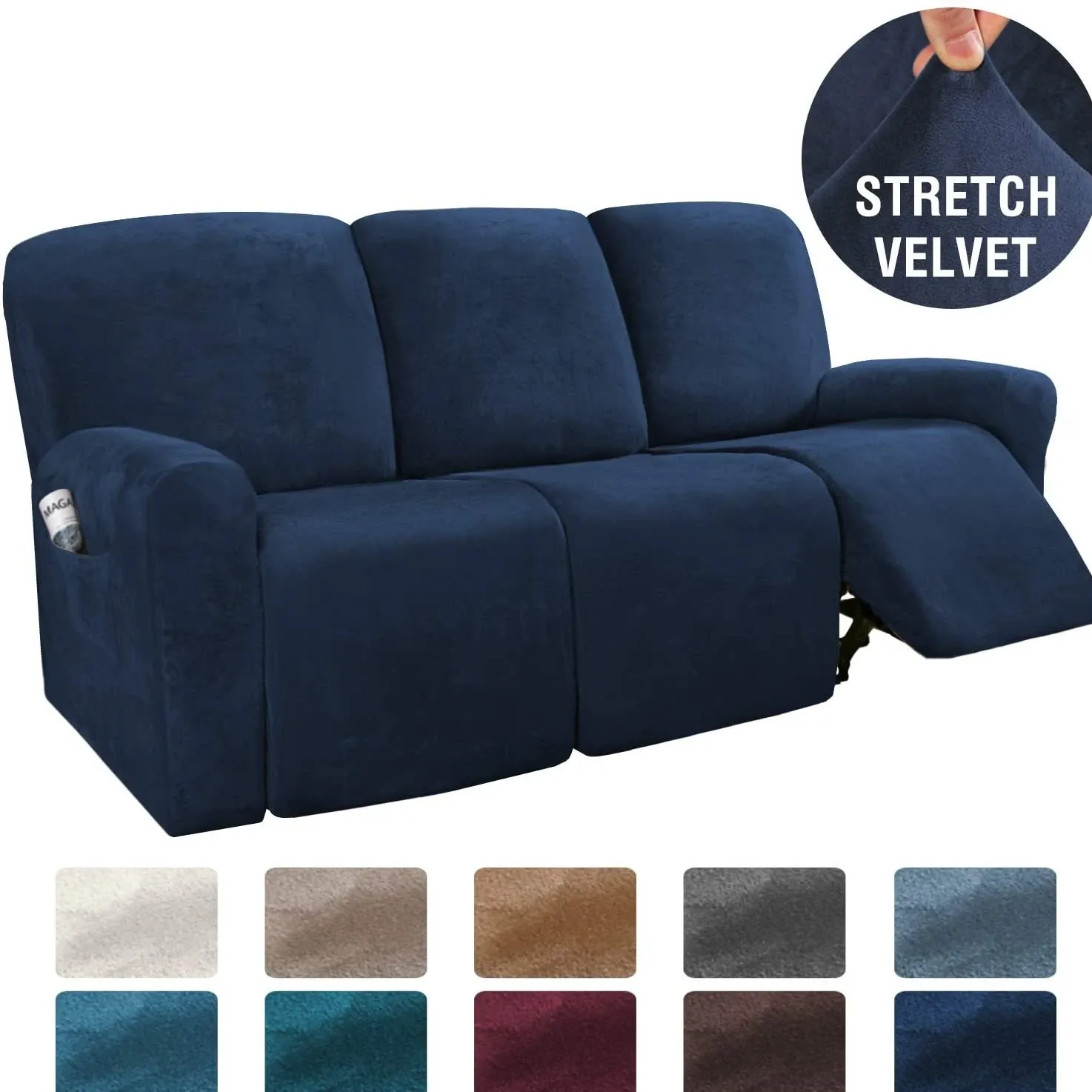 Soft Velvet Recliner Sofa Cover Camel