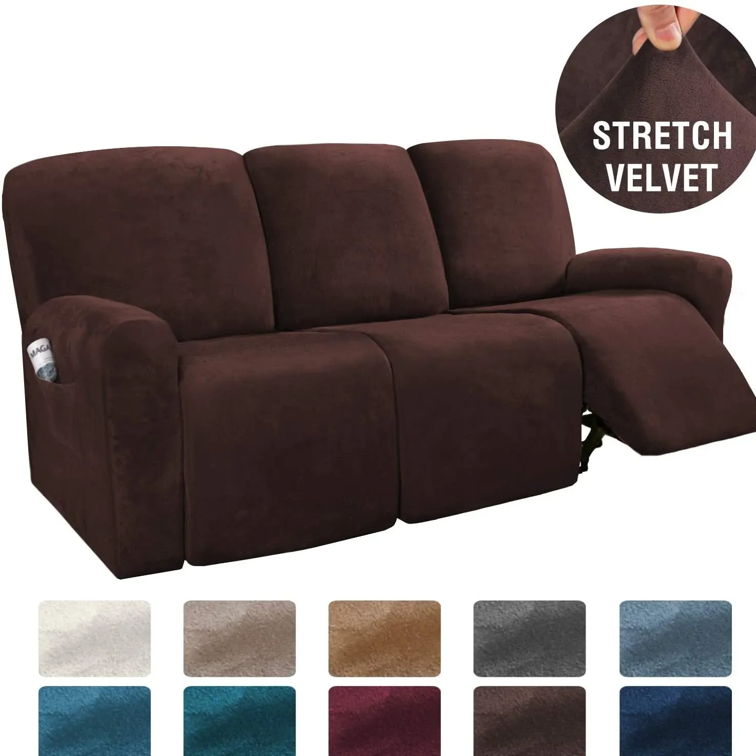 Soft Velvet Recliner Sofa Cover Camel