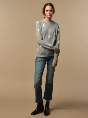 Star Jacquard Crew Neck_Light Grey/Ivory