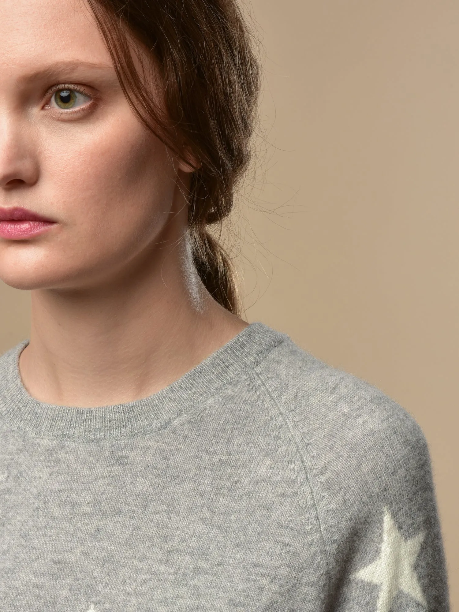 Star Jacquard Crew Neck_Light Grey/Ivory