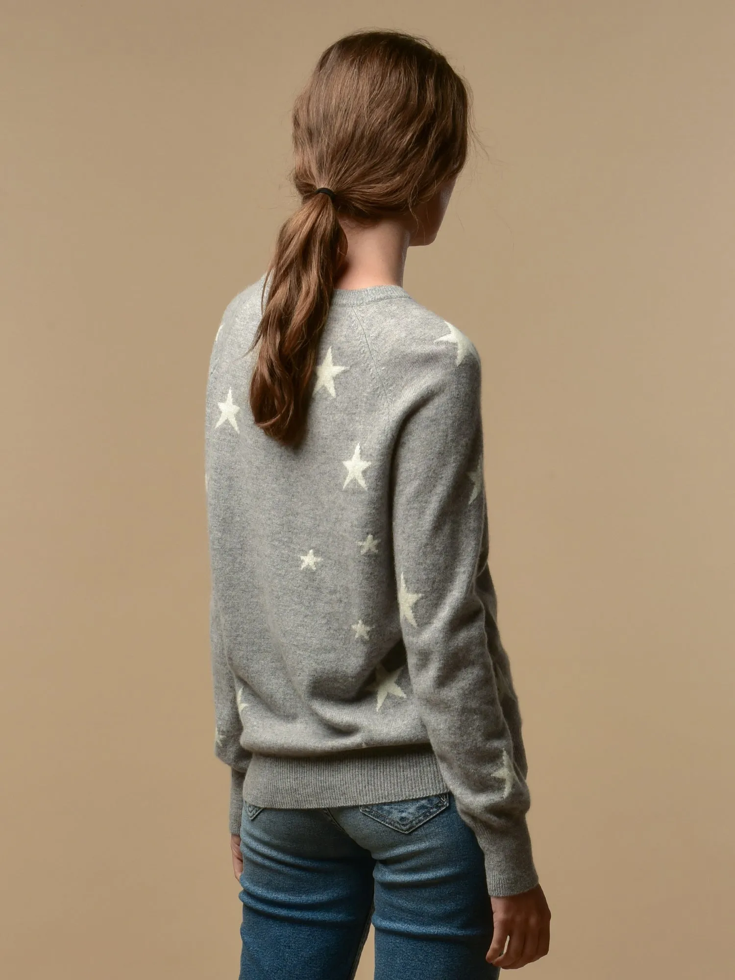 Star Jacquard Crew Neck_Light Grey/Ivory