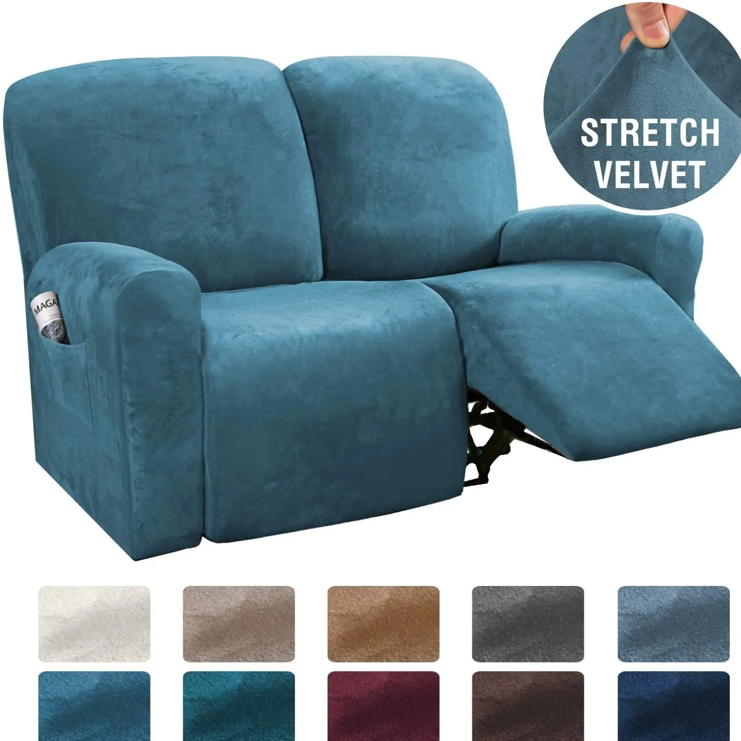 Stretchy Velvet Recliner Sofa Cover Burgundy