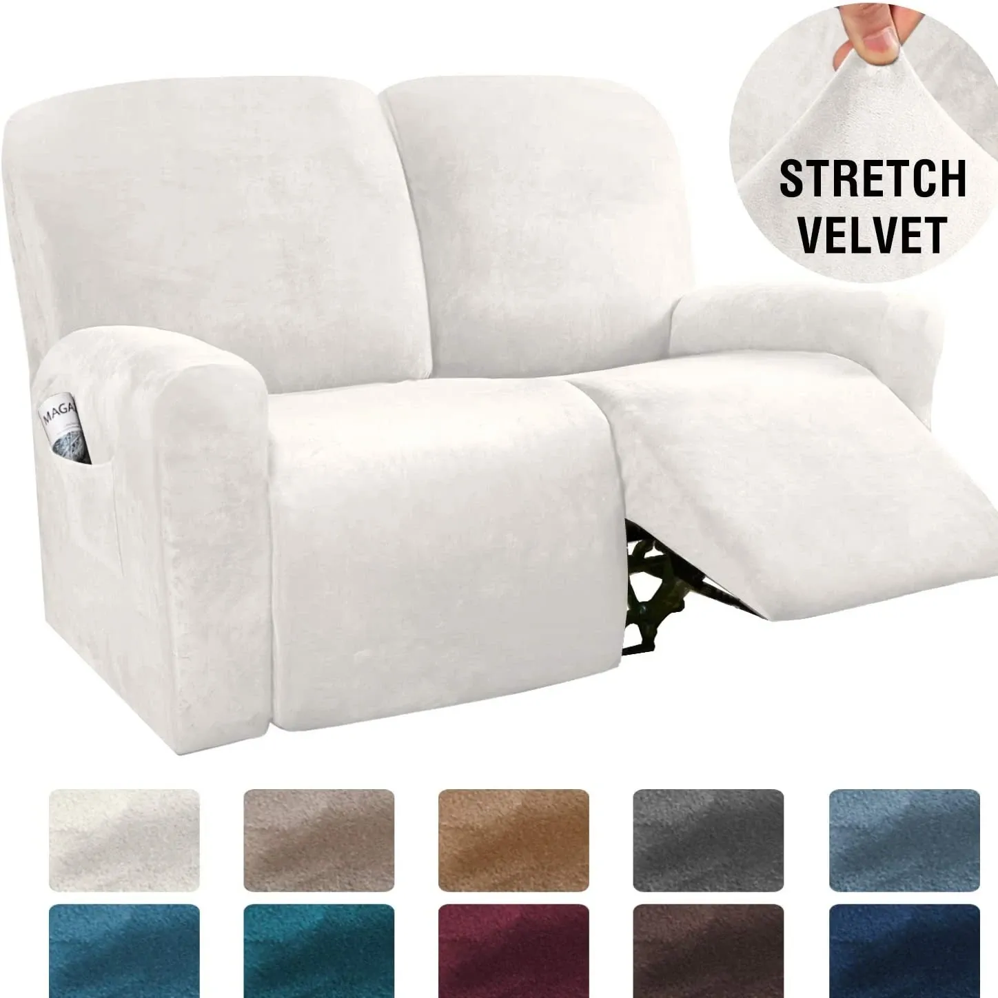 Stretchy Velvet Recliner Sofa Cover Burgundy