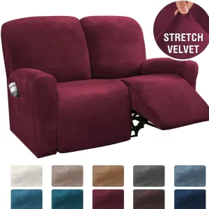 Stretchy Velvet Recliner Sofa Cover Burgundy