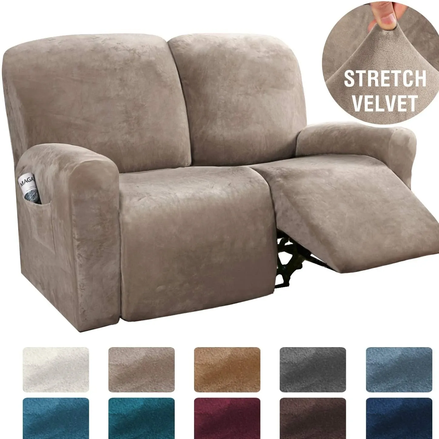Stretchy Velvet Recliner Sofa Cover Burgundy