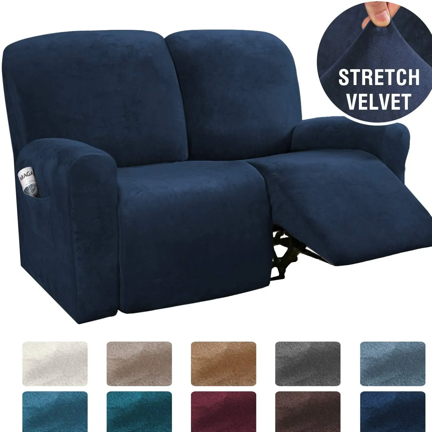 Stretchy Velvet Recliner Sofa Cover Burgundy