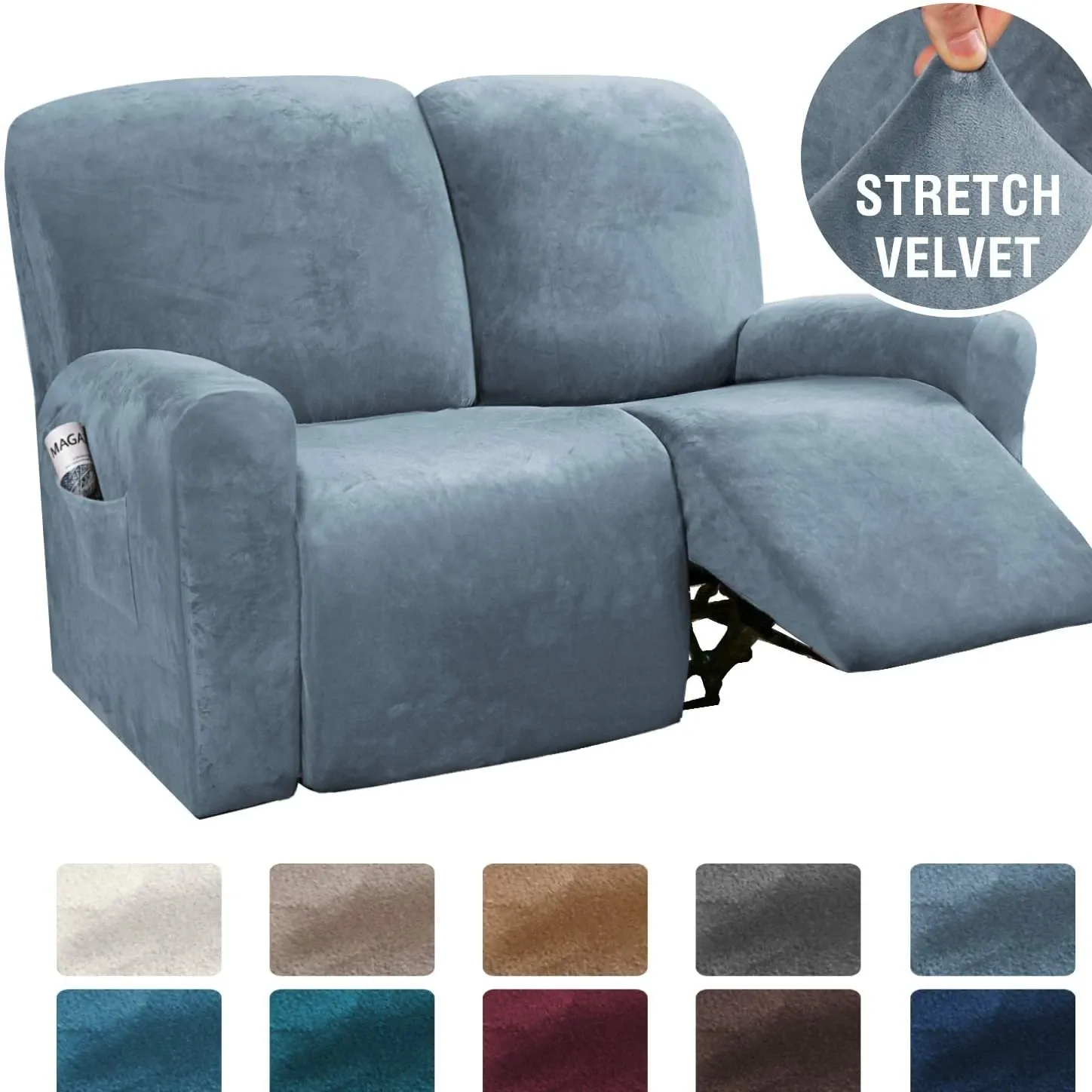 Stretchy Velvet Recliner Sofa Cover Burgundy