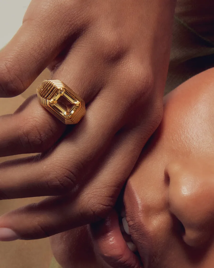 The Caroline Step-Cut Ring- Citrine