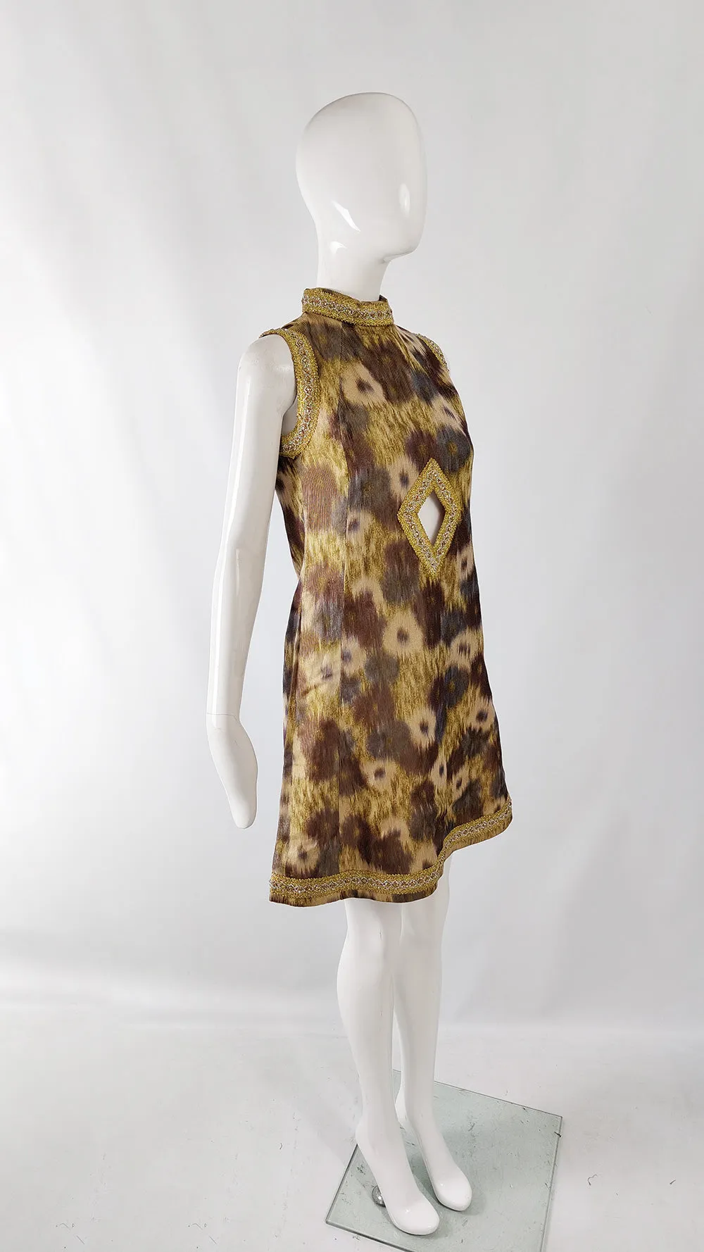 Vintage 60s Cut Out Evening Party Shift Dress, 1960s