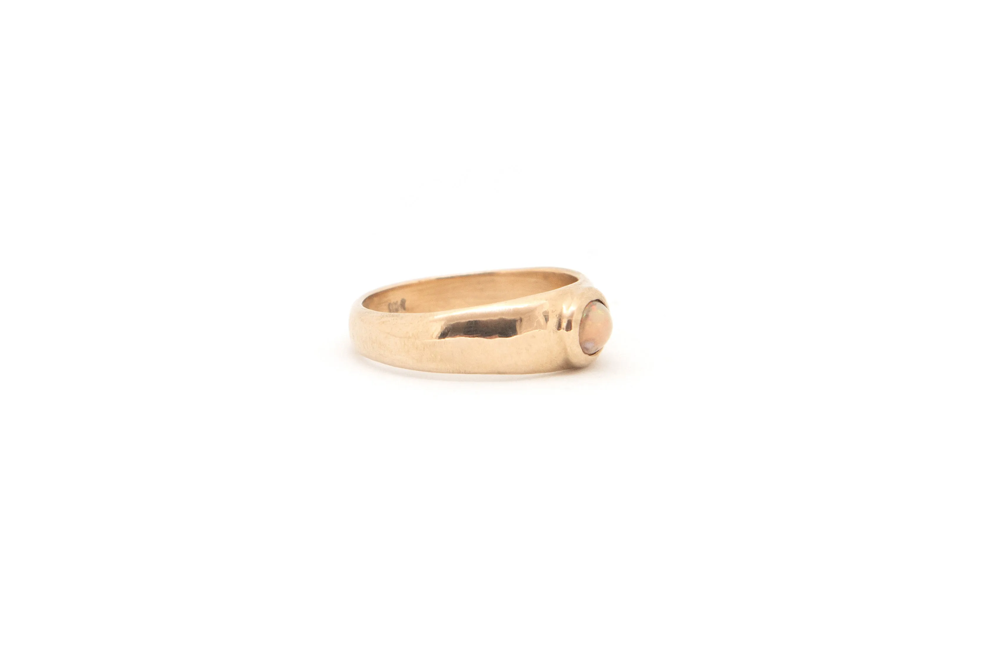 WIDE BAND BEZEL SET MEXICAN FIRE OPAL